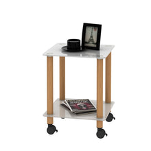 Load image into Gallery viewer, 1-Piece White+Oak Side Table , 2-Tier Space End Table ,Modern Night Stand, Sofa table, Side Table with Storage Shelve