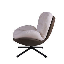 Load image into Gallery viewer, 360° Swivel Accent Chair, Modern Chenille Lounge Chair with Faux Leather and Black Metal Base Frame, Comfortable Reading Chair for Small Spaces, Living Room, Bedroom, Reading Corner, Office (White)