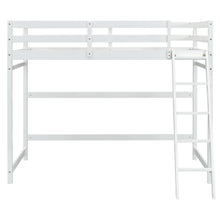 Load image into Gallery viewer, Twin Size High Loft Bed with inclined Ladder, Guardrails,White