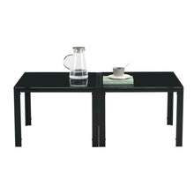 Load image into Gallery viewer, Coffee Table Set of 2, Square Modern Table with Tempered Glass Finish for Living Room,Black