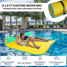Load image into Gallery viewer, Floating Water Mat, 12' × 6' Lily Pad Floating Mat, 3-Layer Foam Water Floating Pad for Water Recreation and Relaxing, Thick and Durable Water Activities Mat for Lake, Oceans