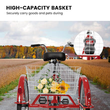 Load image into Gallery viewer, A24631 Adult Tricycles, 1 Speed Adult Trikes 24 inch 3 Wheel Bikes, Three-Wheeled Bicycles Cruise Trike with Shopping Basket for Seniors, Women, Men