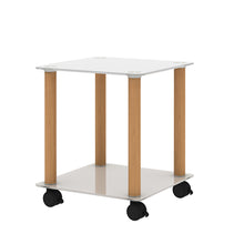 Load image into Gallery viewer, 1-Piece White+Oak Side Table , 2-Tier Space End Table ,Modern Night Stand, Sofa table, Side Table with Storage Shelve