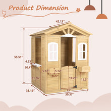 Load image into Gallery viewer, Wooden Playhouse for Kids Outdoor with Working Door, Windows, Mailbox, Flowers Pot Holder, 39" x 38" x 55.5"