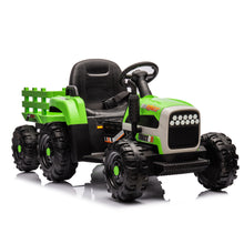 Load image into Gallery viewer, Ride on Tractor with Trailer,12V Battery Powered Electric Tractor Toy w/Remote Control,electric car for kids,Three speed adjustable,Power display, USB,MP3 ,Bluetooth,LED light,Two-point safety belt