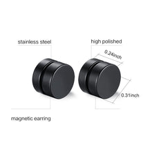 Load image into Gallery viewer, 1 Pair Men 8MM Stainless Steel Magnetic Clip On Ear Stud Earrings No Piercing Jewelry