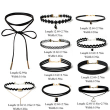 Load image into Gallery viewer, Hot 10Pcs/Set Sexy Punk Velvet Lace Choker Collar Gem Bead Pendant Chain Necklace Women Jewelry