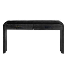 Load image into Gallery viewer, TREXM Unique Retro Silhouette Console Table with Open Style, Two Top Drawers for Entrance, Dinning Room, Living Room (Antique Black)