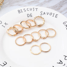 Load image into Gallery viewer, 12Pcs/Set Boho Vintage Gold Finger Ring Crystal Rhinestones Midi Knuckle Rings Women Jewelry