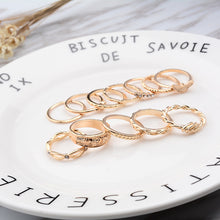 Load image into Gallery viewer, 12Pcs/Set Boho Vintage Gold Finger Ring Crystal Rhinestones Midi Knuckle Rings Women Jewelry