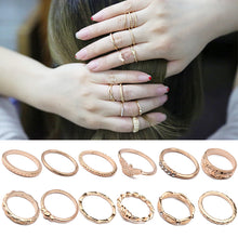 Load image into Gallery viewer, 12Pcs/Set Boho Vintage Gold Finger Ring Crystal Rhinestones Midi Knuckle Rings Women Jewelry