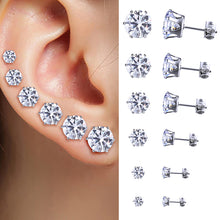Load image into Gallery viewer, 6Pairs/Set Mens Women Stainless Steel Round Cubic Zircon Crystal Ear Studs Earrings Fashion Jewelry