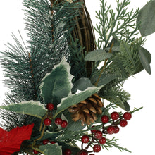 Load image into Gallery viewer, 23.5" POINSETTIA/BERRY/EUCALYPTUS HALF WREATH