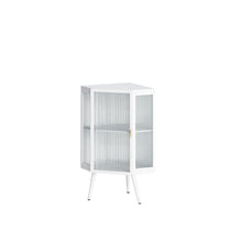 Load image into Gallery viewer, 22.25 " Floor Coner Cabinet with Tempered Glass Door & Storage Shelves for Bathroom, Living Room, Bedroom (White)