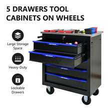 Load image into Gallery viewer, 5 DRAWERS MULTIFUNCTIONAL TOOL CART WITH WHEELS-BLACK+BLUE