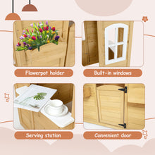Load image into Gallery viewer, Wooden Playhouse for Kids Outdoor with Working Door, Windows, Mailbox, Flowers Pot Holder, 39" x 38" x 55.5"