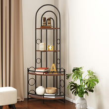 Load image into Gallery viewer, 4-Tier Corner Bookshelf, Modern Style, Plant Stand with Metal Frame