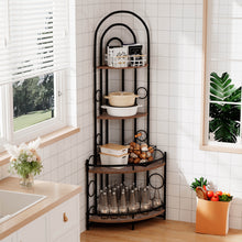 Load image into Gallery viewer, 4-Tier Corner Bookshelf, Modern Style, Plant Stand with Metal Frame