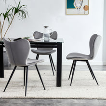 Load image into Gallery viewer, Dining chairs set of 2, Grey velvet Chair modern kitchen chair with metal leg