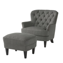 Load image into Gallery viewer, Contemporary Grey Fabric Club Chair and Ottoman Set, Stylish Upholstered Armchair with Matching Ottoman, Ideal for Modern Living Room Comfort and Style