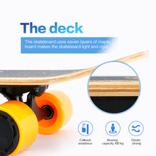 Load image into Gallery viewer, Small Electric Skateboard with Remote Control, 350W, Max 10 MPH, 7 Layers Maple E-Skateboard, load up to 100kg for Adult, Teens, and Kids