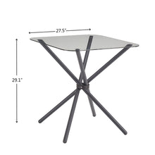 Load image into Gallery viewer, Dining Set for 2, Square Glass Tempered Dining Table with 4 Legs and 2 Metal Chair for Home Office Kitchen Dining Room, Black & Brown
