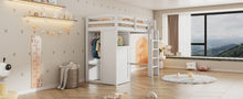 Load image into Gallery viewer, Twin Loft Bed with Wardrobe, Storage Shelves and Ladder, White