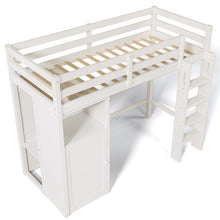 Load image into Gallery viewer, Twin Loft Bed with Wardrobe, Storage Shelves and Ladder, White