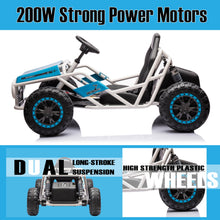 Load image into Gallery viewer, Blue, 24V Ultimate Go-Kart, Ride On Toy for Big Kids Ages 6+, 2x200W Powerful Motor, 6MPH Outdoor/Off road/Dirt Road Electric Car, Wide Seat, Metal Frame, Strong Shock Absorbers, High/Low Speed, Gift