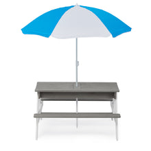 Load image into Gallery viewer, 3-in-1 Kids Outdoor Wooden Picnic Table With Umbrella, Convertible Sand & Wate, Gray ASTM & CPSIA CERTIFICATION