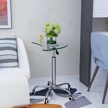 Load image into Gallery viewer, Adjustable Height Transparent Tempered Glass Table Desk Table with Lockable Wheels(Adjustable Range 24.2 "~32.7 ")