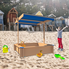Load image into Gallery viewer, Children's Wooden Sandbox with Adjustable Canopy, Sandpit with Covers Kids Wood Playset Outdoor Backyard - Upgrade Retractable,45.3"L x 45.3"W x 46.5"H,Golden Red