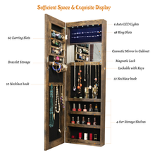 Load image into Gallery viewer, Fashion Simple Jewelry Storage Mirror Cabinet With LED Lights Can Be Hung On The Door Or Wall