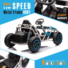 Load image into Gallery viewer, Blue, 24V Ultimate Go-Kart, Ride On Toy for Big Kids Ages 6+, 2x200W Powerful Motor, 6MPH Outdoor/Off road/Dirt Road Electric Car, Wide Seat, Metal Frame, Strong Shock Absorbers, High/Low Speed, Gift