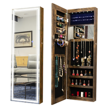 Load image into Gallery viewer, Fashion Simple Jewelry Storage Mirror Cabinet With LED Lights Can Be Hung On The Door Or Wall