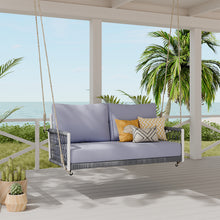 Load image into Gallery viewer, TREXM 1-Piece Woven Rope Outdoor Swing Sofa with Soft Cushions Seating 2 for Patio, Courtyard and Balcony (Light Grey)