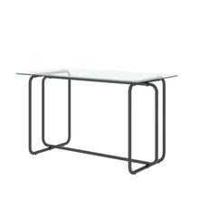 Load image into Gallery viewer, 1-piece Rectangle Dining Table with Black Metal Frame, Tempered Glass Dining Table for Kitchen Room, (Transparent+Black)