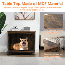Load image into Gallery viewer, 23.6"L x 20"W x 26"H Dog Crate Furniture with Cushion, Wooden Dog Crate Table, Double-Doors Dog Furniture, Dog Kennel Indoor for Small Dog, Dog House, Dog Cage Small, Rustic Brown