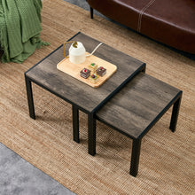 Load image into Gallery viewer, Nesting Coffee Table Set of 2, Square Modern Stacking Table with Wood Finish for Living Room, Oak Grey