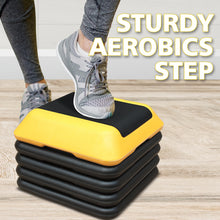 Load image into Gallery viewer, Height-Adjustable Step Aerobics Platform Fitness Equipment Stepper Trainer Exercise Step Platform with 4 Riser Yellow