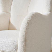 Load image into Gallery viewer, Mid-Century Accent Chair, Ivory White, Modern Retro Club Chair, Birch Frame, Upholstered Teddy Wool Fabric, Single Sofa Armchair for Small Spaces, Living Room, Bedroom, Reading Corner, Balcony