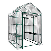 Load image into Gallery viewer, Outdoor 56" W x 56" D x 76" H Green House ,Walk-in Plant Gardening Greenhouse With 2 Tiers 8 Shelves(Transparent Cover)