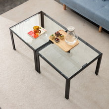 Load image into Gallery viewer, Coffee Table Set of 2, Square Modern Table with Tempered Glass Finish for Living Room,Transparent