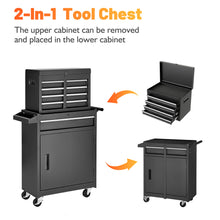 Load image into Gallery viewer, Tool Chest, 5-Drawer Rolling Tool Storage Cabinet with Detachable Top Tool Box, Liner, Universal Lockable Wheels, Adjustable Shelf, Locking Mechanism, Metal Tool Cart for Garage Workshop