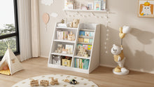 Load image into Gallery viewer, White Wooden Toy Storage Organizer Cabinet Kids Bookshelf Children Bookcase Toddler Baby Sling Book Rack Adjustable Shelf for Playroom Bedroom Nursery Hallway School Kindergarten Living Room