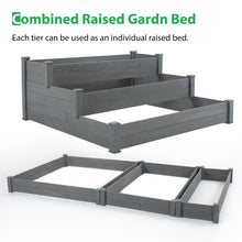 Load image into Gallery viewer, 48.6 x 48.6 x 21in Raised Garden Bed Horticulture Outdoor Elevated Flower Box Tiered Garden Bed Wooden Vegetables Growing Planter for Backyard/Patio/Gardener Grey