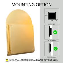 Load image into Gallery viewer, 24x36 Inch Arched Recessed Medicine Cabinet, Metal Framed Bathroom Wall Cabinet with Mirror and Adjustable Shelves, Wall Mirror with Storage for Bathroom, Matte Gold