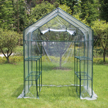 Load image into Gallery viewer, Outdoor 56" W x 56" D x 76" H Green House ,Walk-in Plant Gardening Greenhouse With 2 Tiers 8 Shelves(Transparent Cover)