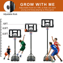 Load image into Gallery viewer, Portable Basketball Hoop Height Adjustable basketball hoop stand 6.6ft - 10ft with 44 Inch Backboard and Wheels for Adults Teens Outdoor Indoor