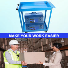 Load image into Gallery viewer, Tool Cart on Wheels, Heavy Duty Steel Utility Cart w/Lockable Wheels, 400 LBS Capacity Industrial Service Cart for Garage, Warehouse, Workshop (Two-layer Bright Blue)